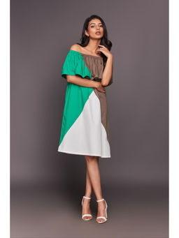 Deepika Arora - Green Off-Shoulder Dress