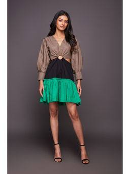 Deepika Arora - Green Short Tiered Dress