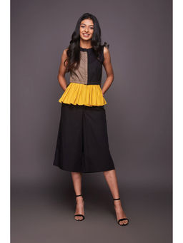 Deepika Arora - Yellow Top with Culottes (Set of 2)