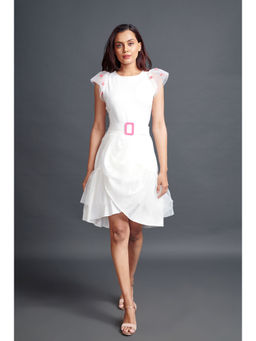 Deepika Arora - White Cross Back Bodysuit Skirt (Set of 3)