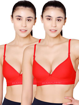 Bodycare - Seamless Wire Free Padded Sports Bra-Pack Of 2 - Red