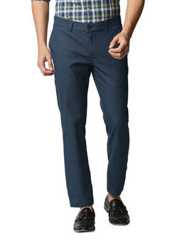 BASICS - Casual Blue Cotton Polyester Stretch Trouser