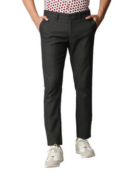 BASICS - Casual Black Cotton Polyester Stretch Trouser