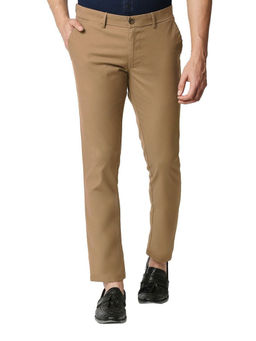 BASICS - Casual Mid Brown Cotton Polyester Stretch Trouser