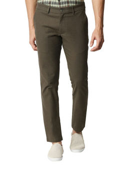 BASICS - Casual Plain Mid Olive Cotton Stretch Trouser