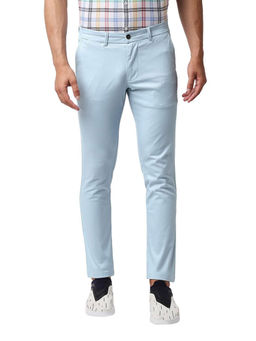 BASICS - Casual Light Blue Cotton Stretch Trouser