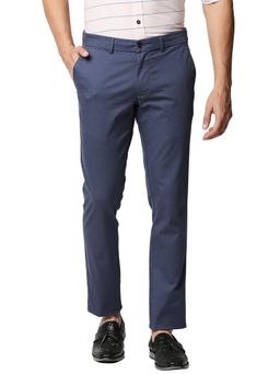 BASICS - Casual Plain Mid Blue Cotton Stretch Trouser