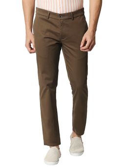 BASICS - Casual Plain Mid Brown Cotton Stretch Trouser