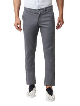 BASICS - Casual Dark Grey Cotton Stretch Trouser