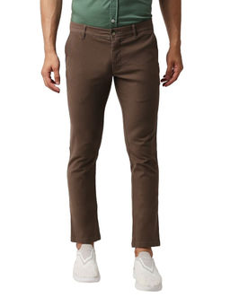 BASICS - Casual Brown Cotton Stretch Skinny Trouser