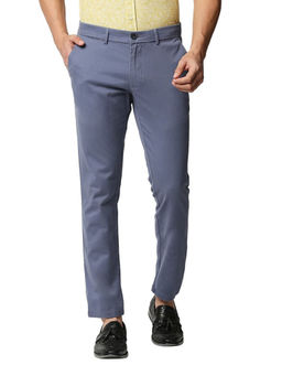 BASICS - Casual Plain Blue Cotton Stretch Trouser