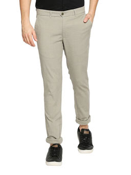 BASICS - Casual Checked Cotton Stretch Trouser