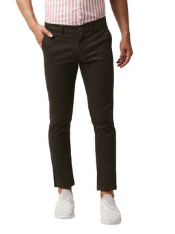 BASICS - Casual Dark Brown Cotton Stretch Trouser