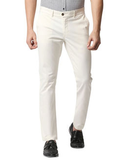 BASICS - Casual Ecru Cotton Stretch Trouser