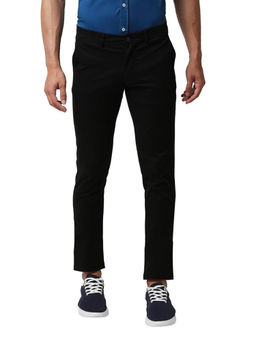 BASICS - Casual Plain Black Cotton Stretch Trouser