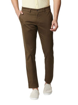 BASICS - Casual Printed Brown Cotton Stretch Trouser