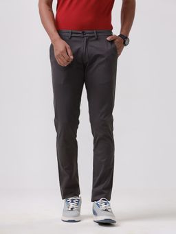 BASICS - Casual Dark Grey Cotton Stretch Trouser
