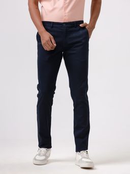 BASICS - Casual Navy Blue Cotton Stretch Skinny Trouser