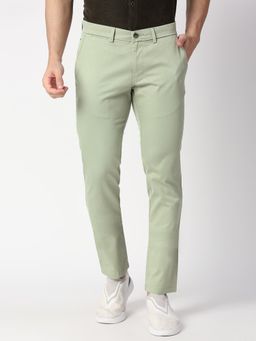 BASICS - Casual Mid Green Cotton Stretch Trouser