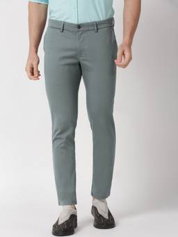 BASICS - Casual Green Cotton Stretch Trouser