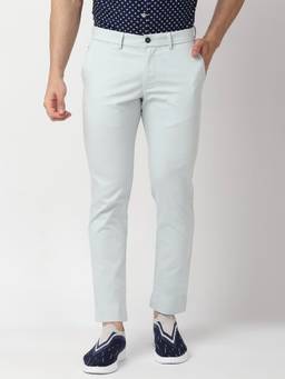 BASICS - Casual Light Blue Cotton Stretch Trouser