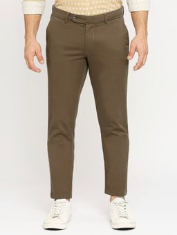BASICS - Casual Mid Brown Cotton Stretch Trouser
