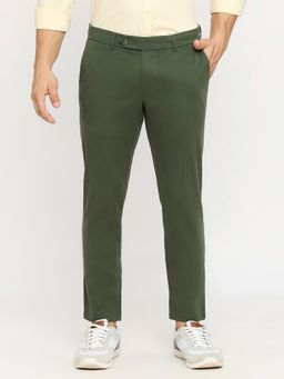 BASICS - Casual Green Cotton Stretch Trouser