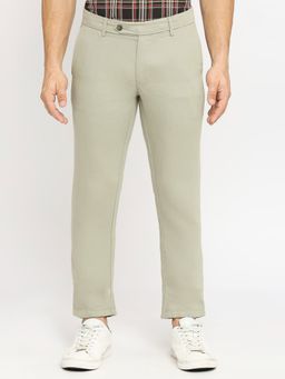 BASICS - Casual Plain Light Green Linen Cotton Trouser