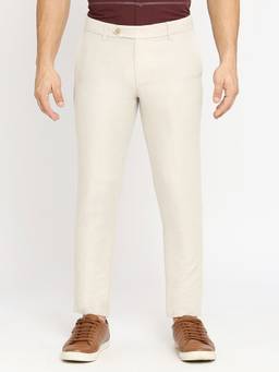 BASICS - Casual Plain Natural Linen Cotton Trouser