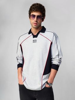 The Souled Store - Oversized Steel Wave Men Oversized Polo T-Shirt