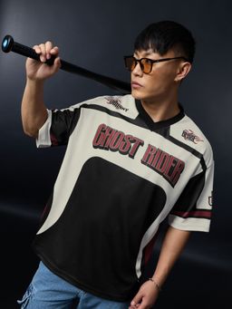 The Souled Store - Official Ghost Rider Johnny Blaze Men Oversized Jerseys T-Shirt