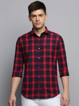 SHOWOFFFF - Mens Spread Collar Checked Red Classic Shirt