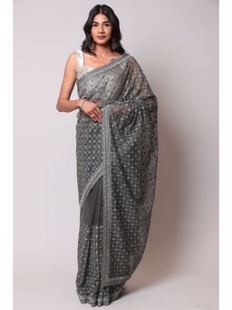 Zari Jaipur - Light Green Color Net Fabric Saree with Unstitched Blouse