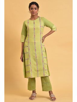 W - Green Floral Kurta