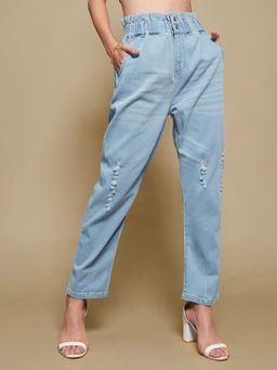 Miss Chase - Womens Light Blue High Rise Regular Stretchable Denim Jeans