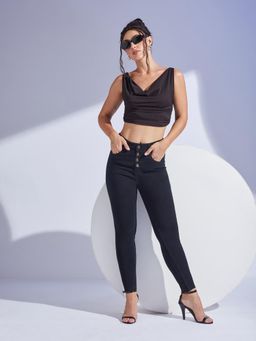 Miss Chase - Womens Black Skinny Fit High Rise Regular Stretchable Denim Jeans