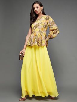 Miss Chase - Women Yellow Georgette Layered Regular-Length Jumpsuit