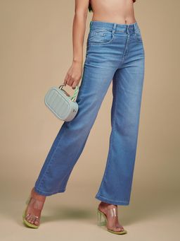 Miss Chase - Women's Light Blue Wide-Leg Mid Denim Jeans