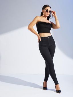 Miss Chase - Women's Black Skinny Fit High Rise Denim Jeans