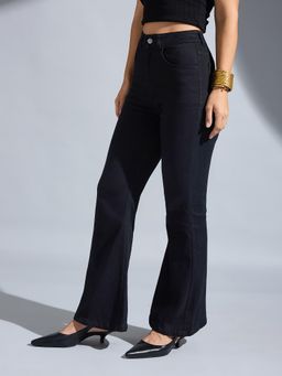 Miss Chase - Women's Black Bootcut High Rise Denim Jeans