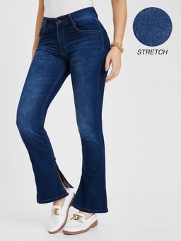 Miss Chase - Women's Blue Bootcut Mid Rise Denim Jeans