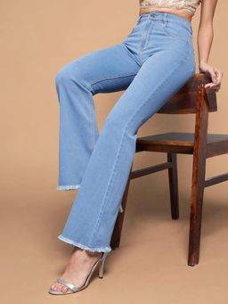 Miss Chase - Women's Light Blue Bootcut High Rise Denim Jeans