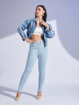 Miss Chase - Women's Light Blue Skinny High Rise Denim Jeans