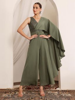 Miss Chase - Women Olive Embellished Jumpsuit