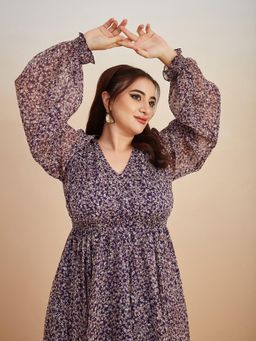 Miss Chase - A+ Curve Collection Plus Size Women's Multicolored-Base-Purple Dress