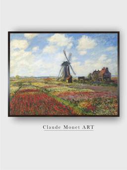 The Art House - Monet Tulip Framed Wall Art Painting