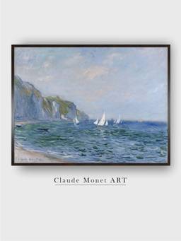 The Art House - Cliffs Sailboats Framed Wall Art Painting