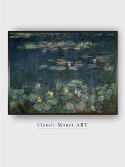 The Art House - Waterlilies Green Framed Wall Art Painting
