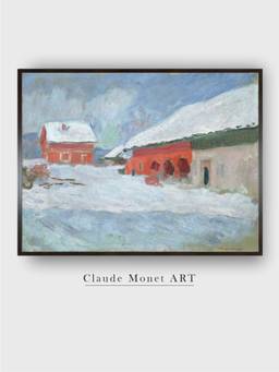 The Art House - Red Houses at Bjoernegaard, Norway by Claude Monet Painting