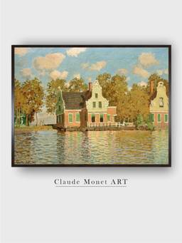 The Art House - Houses on the Bank of the River Zaan by Claude Monet Painting